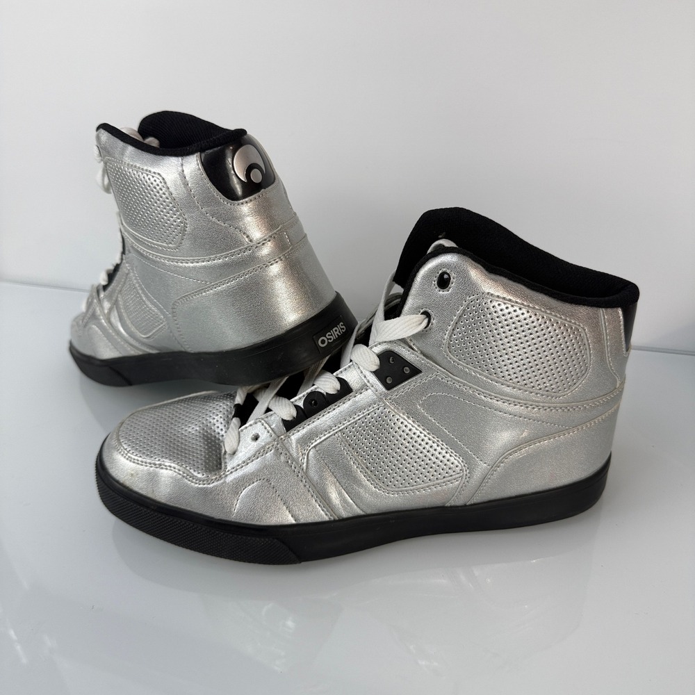 Osiris NYC 83 Vulc Skate Shoes Mens 13 Silver Metallic High Top 12242119